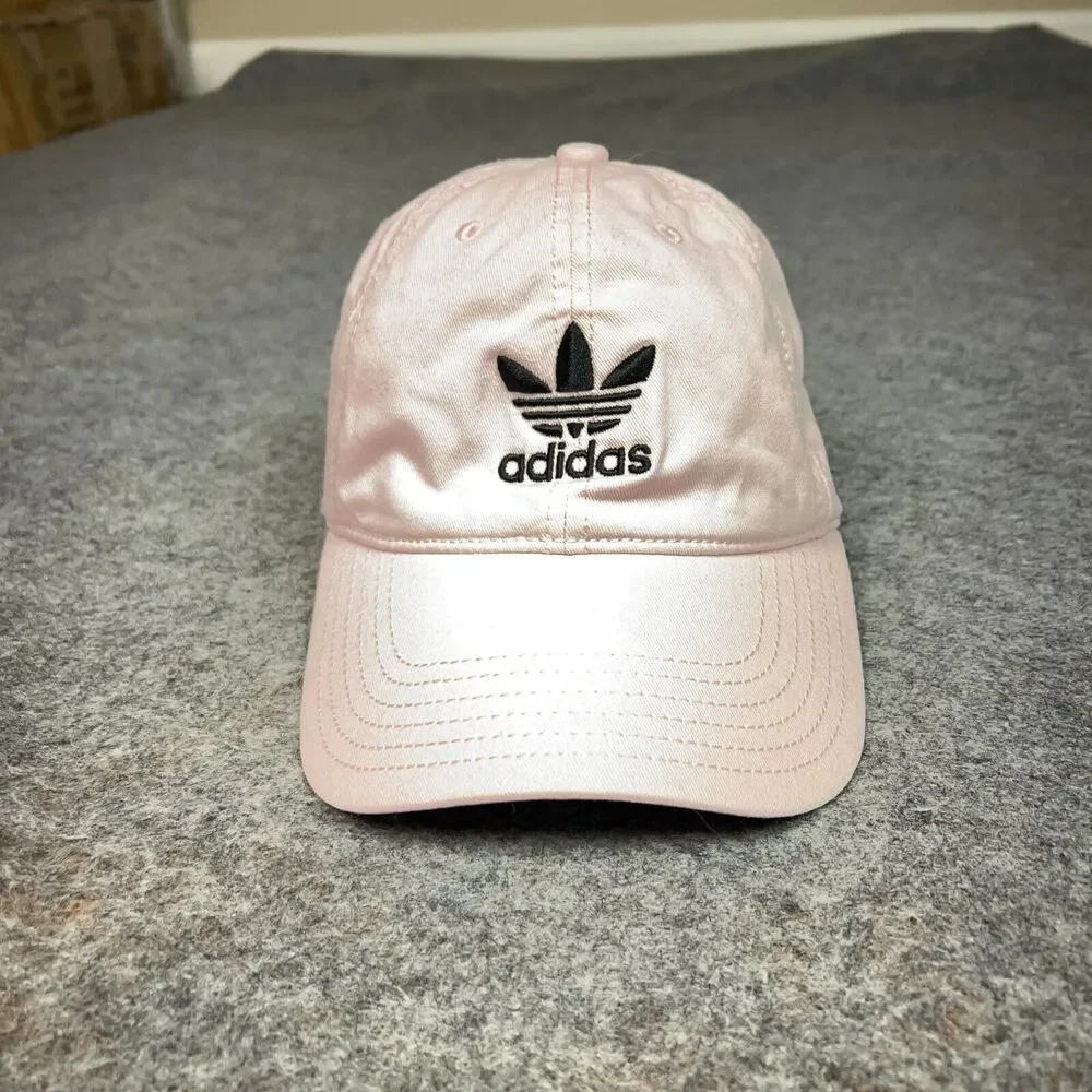 Adidas Mens Hat Cap Pink Black Strapback‎ Trefoil Embroidered Preppy Dad Sports